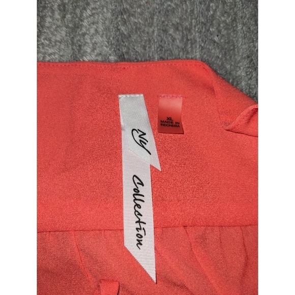 NY‎ Collection Sleeveless Blouse Coral Lace Trim Ruffle Detail Pretty XL NWT - Picture 4 of 8